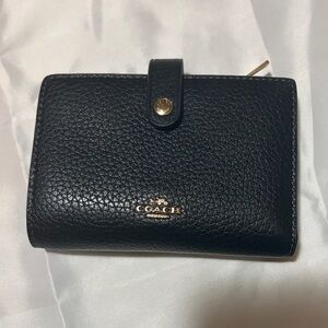Coach Pebbled Black Leather Wallet